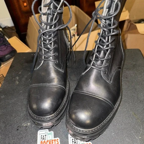 All Saints Brand Hank Chunky Leather Boots Men’s - Picture 7 of 9